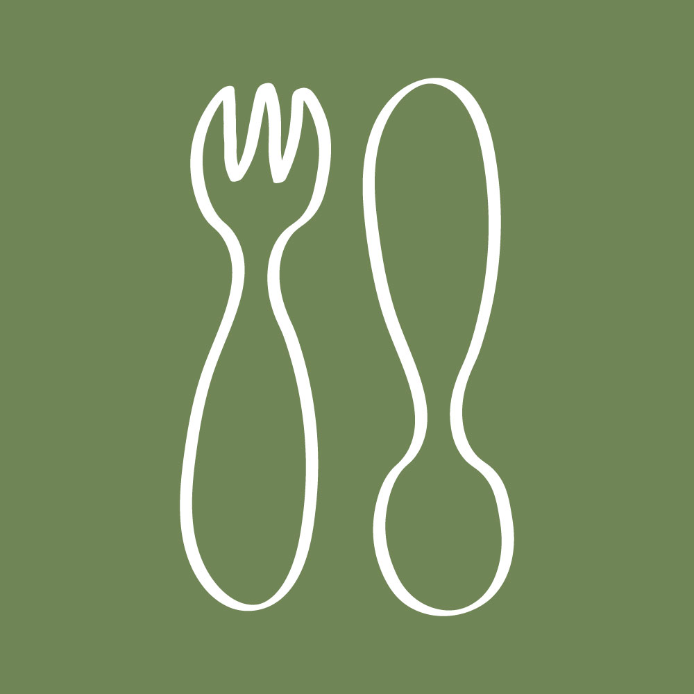 Hand drawn feeding items baby fork and spoon