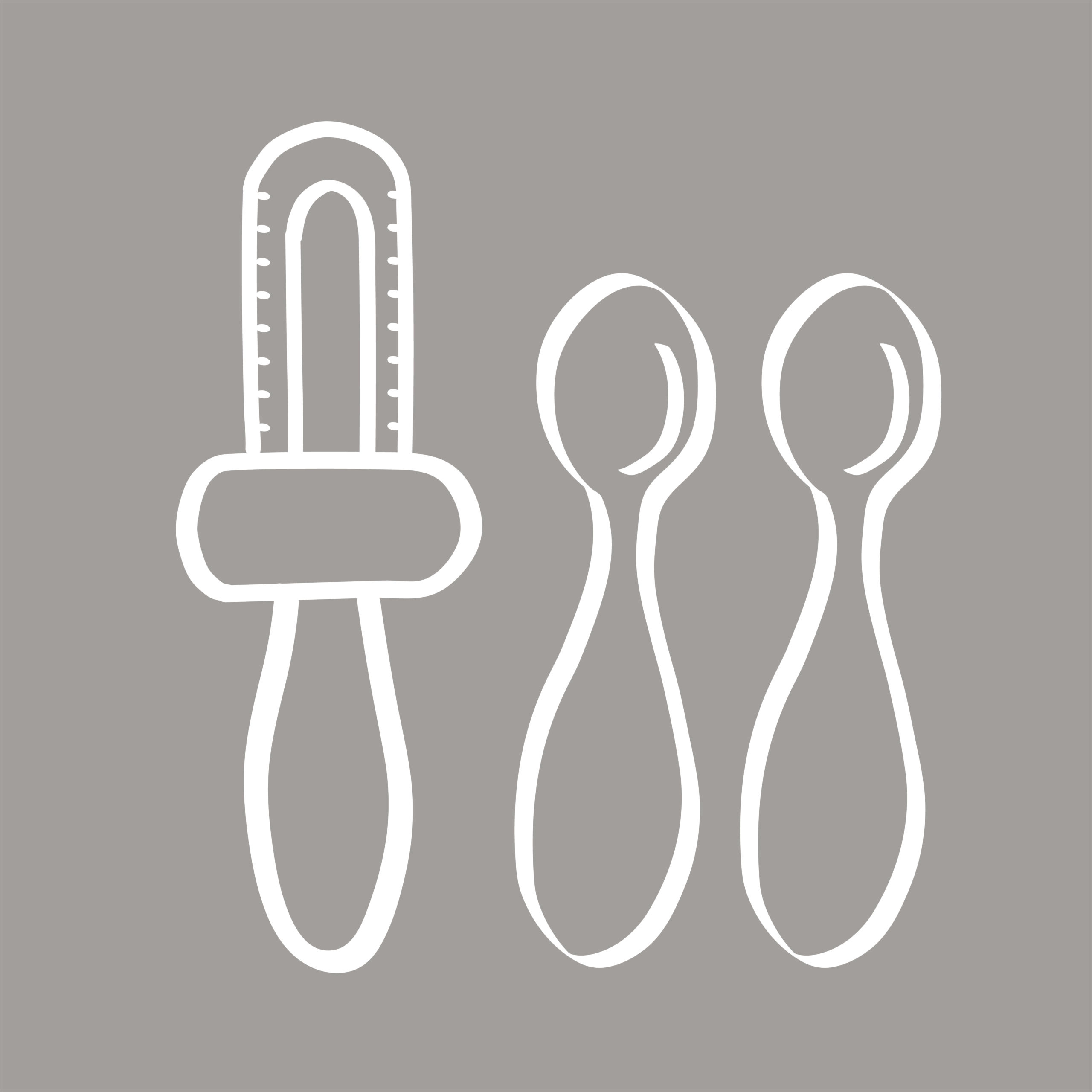 Hand drawn silicon feeder and spoons kit